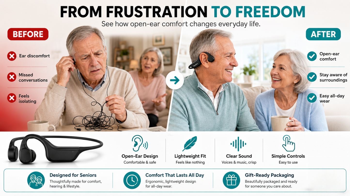🏆Flash Sale⚡ 50K+ SOLD⏰👂Revitalize your ears again💖Advanced Bone Conduction Smart Hearing Headphones Pryxo™ X7