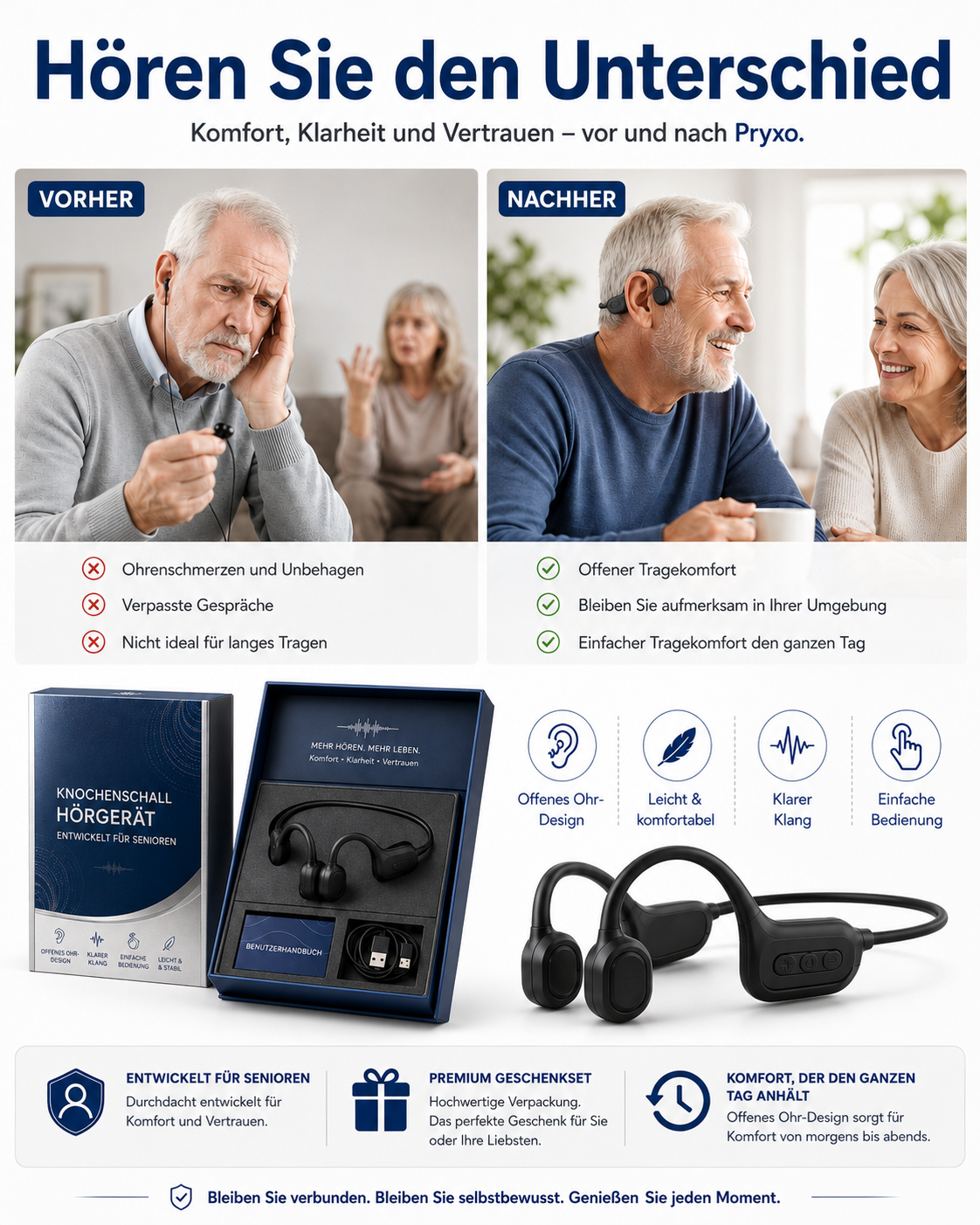 👂 Erwecke dein Gehör neu💖 Fortschrittliche Knochenleitungs-Smart-Hörkopfhörer Pryxo™ X7