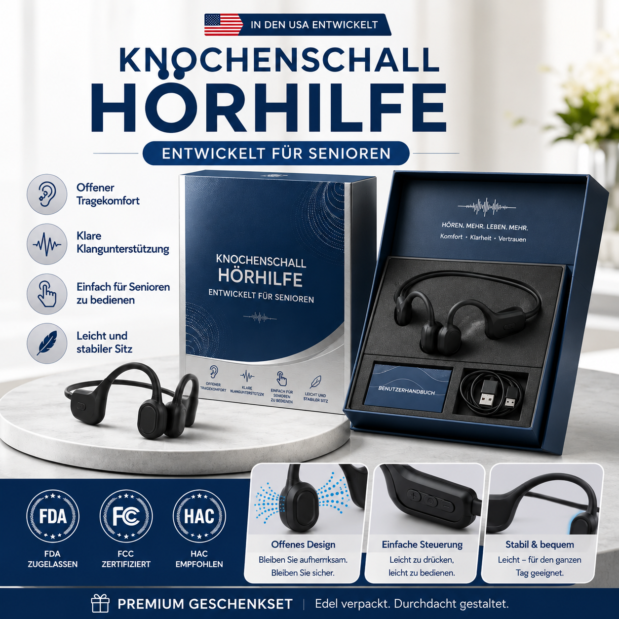 👂 Erwecke dein Gehör neu💖 Fortschrittliche Knochenleitungs-Smart-Hörkopfhörer Pryxo™ X7