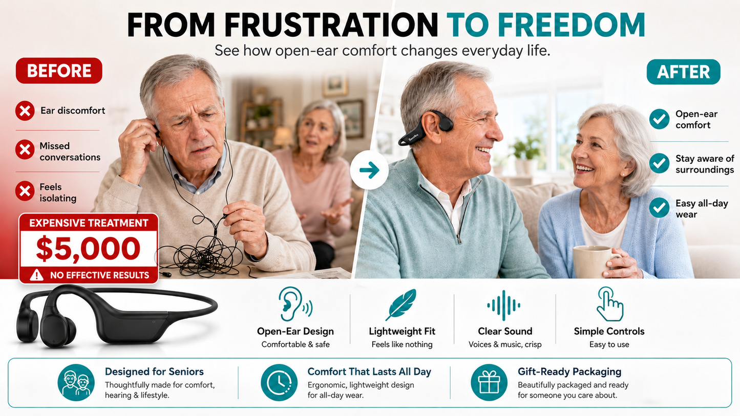 🏆Flash Sale⚡ 50K+ SOLD⏰👂Revitalize your ears again💖Advanced Bone Conduction Smart Hearing Headphones Pryxo™ X7